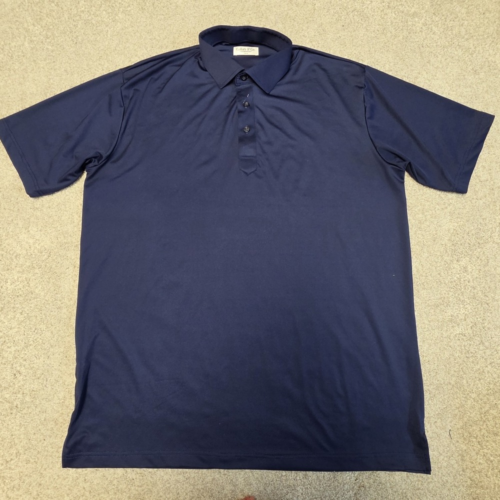 Collars and Co Dress Collar Polo Shirt Mens Large Solid Blue Performance Stretch